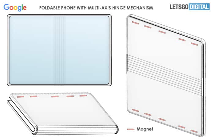 google foldable smartphone patent 696x459 1 Google Pixel Fold 3D renders leaked, may come with 120Hz refresh rate