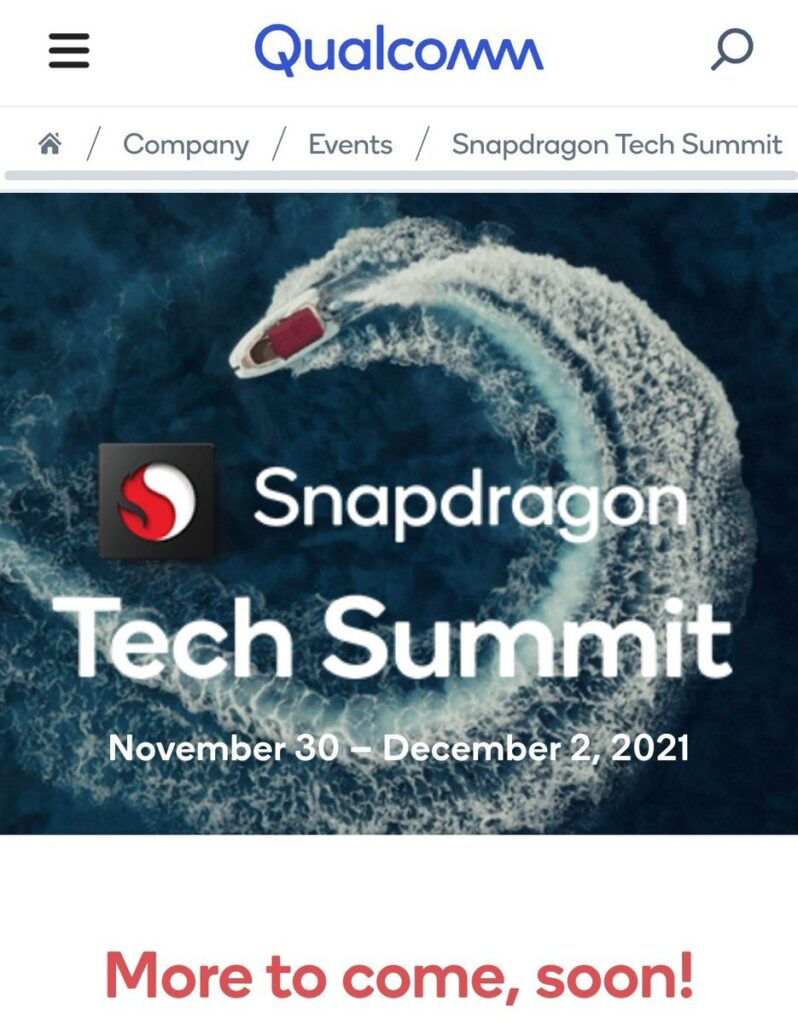 FDg4ErjVkAcOdvZ Mark your calendars, the Qualcomm Tech Summit 2021 will happen from 30th November to 2nd December