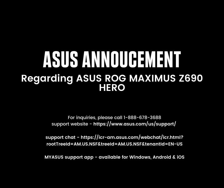 ASUS ROG Maximus Z690 HERO Motherboard Error 53 1 ASUS providing a free replacement for all the consumers affected by the ROG Maximus Z690 HERO boards catching fire