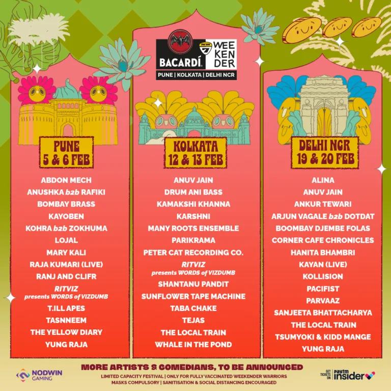 BACARDÍ NH7 Weekender is back this February in Pune, Kolkata and Delhi with an all-star Indian line-up