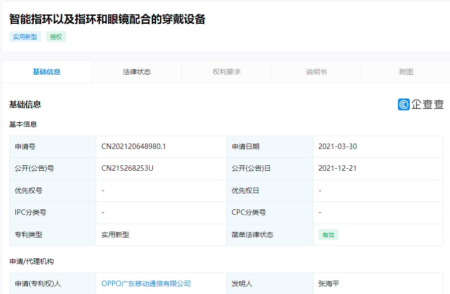 oppo smart ring patent 1 Oppo patents its Smart Ring, similar to the Smart Glass
