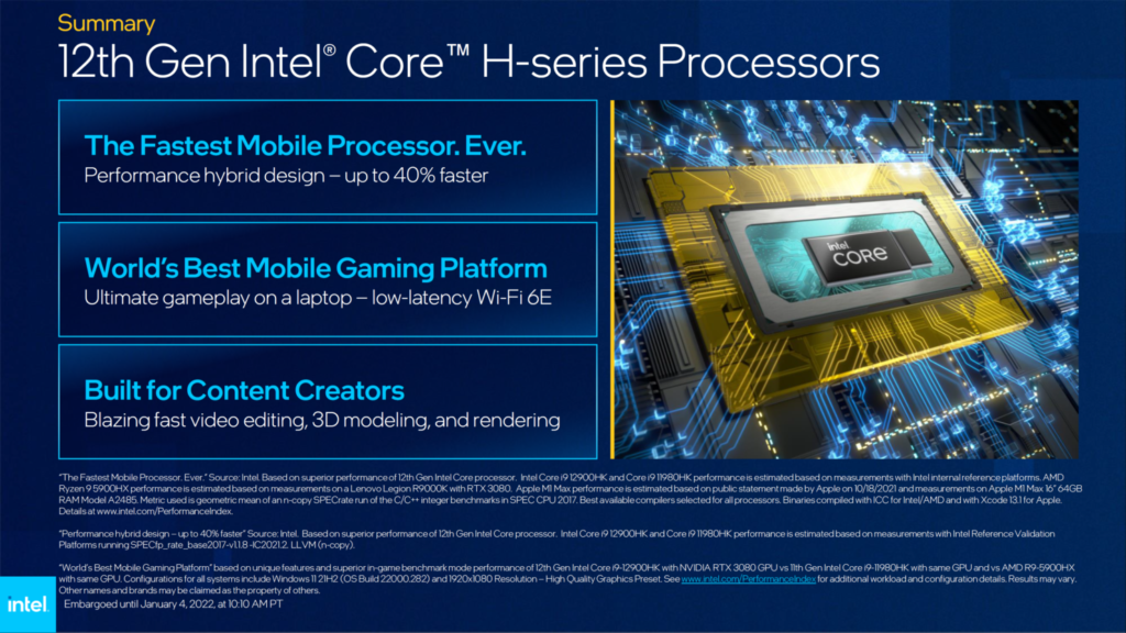 12th Gen Core Alder Lake for laptops announced, up to 14 core i9-12900HK, 5.0 GHz boost