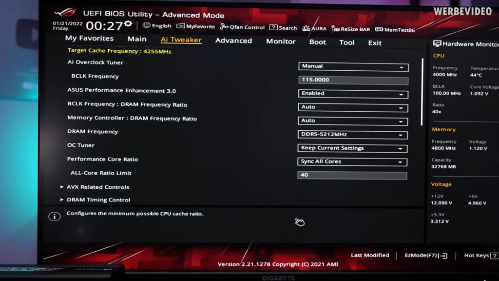 A 6-core Core i5-12400 overclocked to 5GHz on all cores