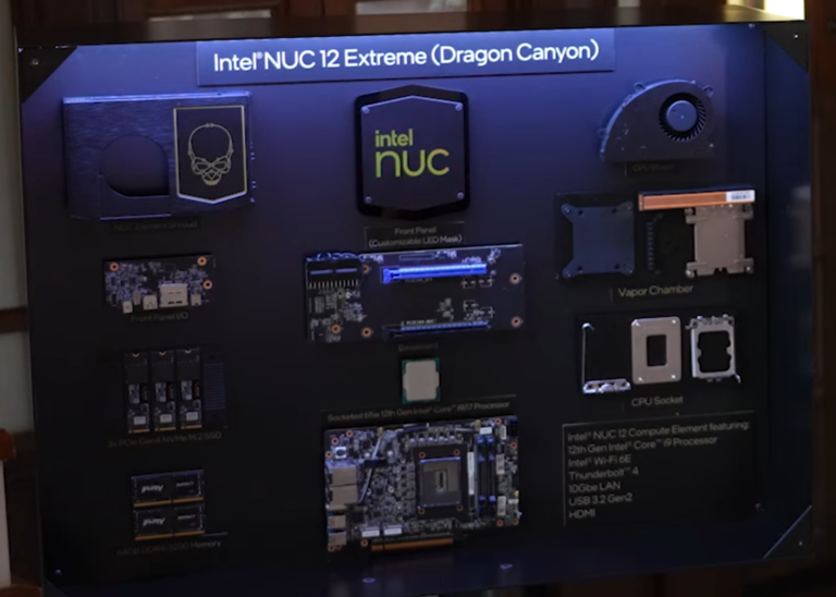 Intel NUC 12 Extreme ‘Dragon Canyon’ spotted at Intel’s CES 2022 booth