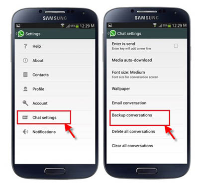 WhatsApp message backup settings samsung galaxy s4 s5 WhatsApp Messages deleted by the sender? Don't panic, these 3 points will save you