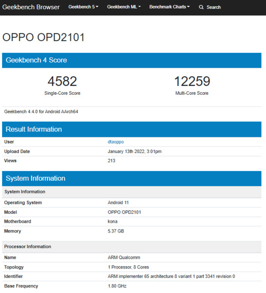 csm Screenshot 2022 01 14 145247 c416d0f30f Oppo Pad performs amazingly on Geekbench, will feature the SD 870 SoC, and run on Android 11