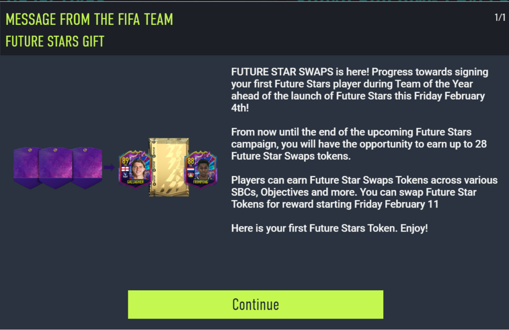 fifa 22 future stars swaps token