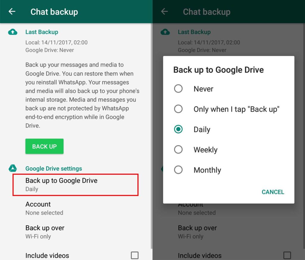 whatsapp backup google drive screenshot 1 EN How to efficiently take backup and export Whatsapp chats? Check out these easy 3 points