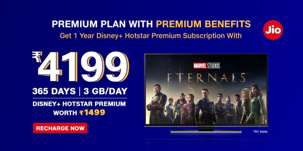 Reliance Jio brings two new plans with Disney+ Hotstar Premium subscription