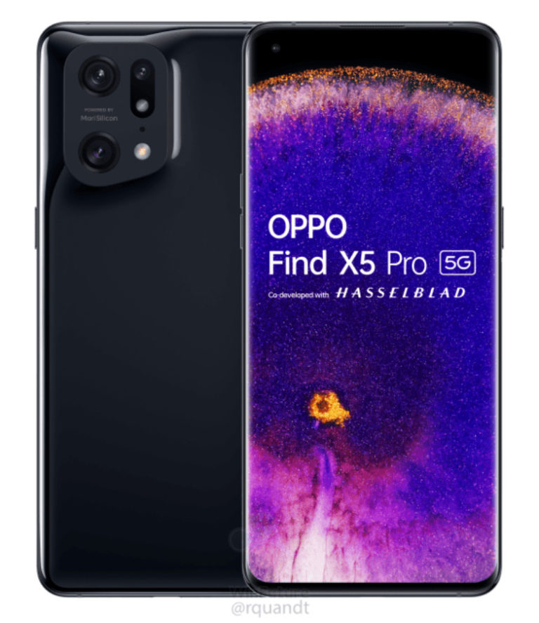 The Oppo Find X5 Pro official renders surface, will feature the Snapdragon 8 Gen 1 chip and a Hasselblad+Mariana camera setup