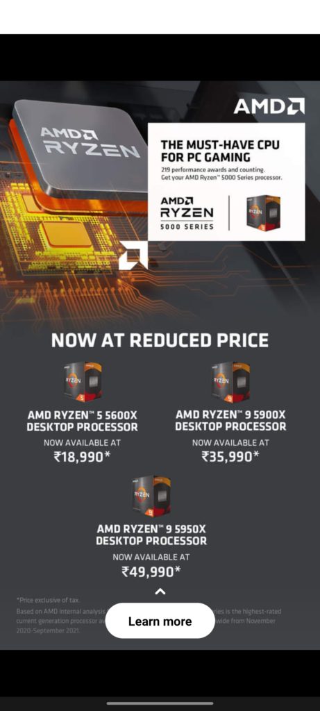AMD officially reduces Indian pricing of its existing Ryzen 5000 series processors
