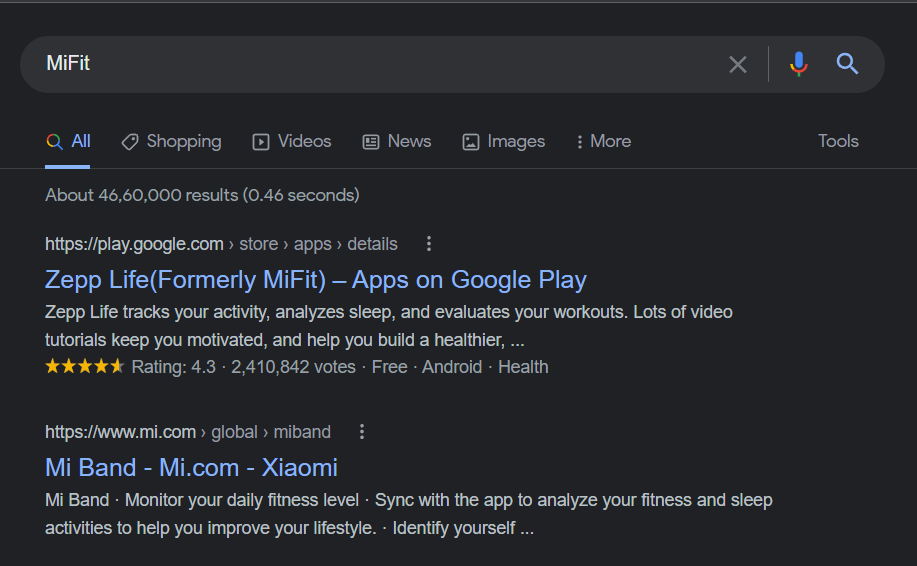 MiFit - Zepp Google Search