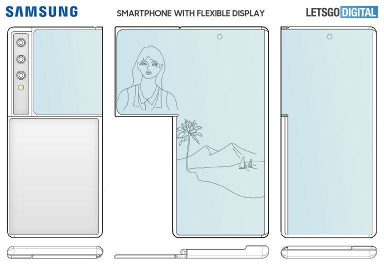 samsung galaxy z p shaped display blueprint 768x528 1 Samsung is working on a Galaxy Z-Series phone with an absurd P-shaped display as per patents