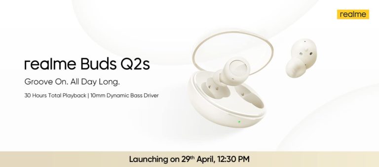 realme Buds Q2s with up to 30 hours of music playback launching on 29th April