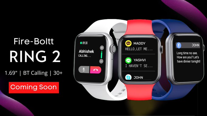 FPV837RaAAQyTjD Fire-Boltt Ring 2 smartwatch with Bluetooth calling, 7-Day battery life launches in India
