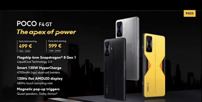 FRRXy8 acAM1 if POCO F4 GT launched for EUR 600 with the Snapdragon 8 Gen1 chip