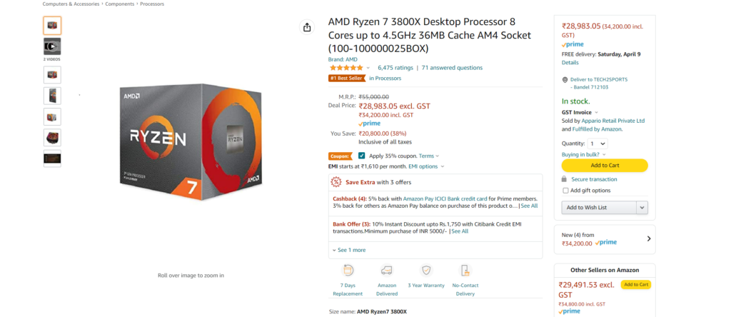 Save 40% on AMD Ryzen 7 3800X, get it for only ₹21,119: Here's how