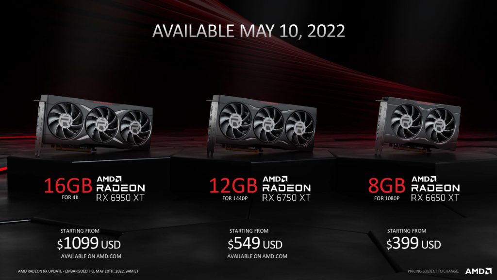 AMD Radeon RX 6950 XT, RX 6750 XT and RX 6650 XT announced