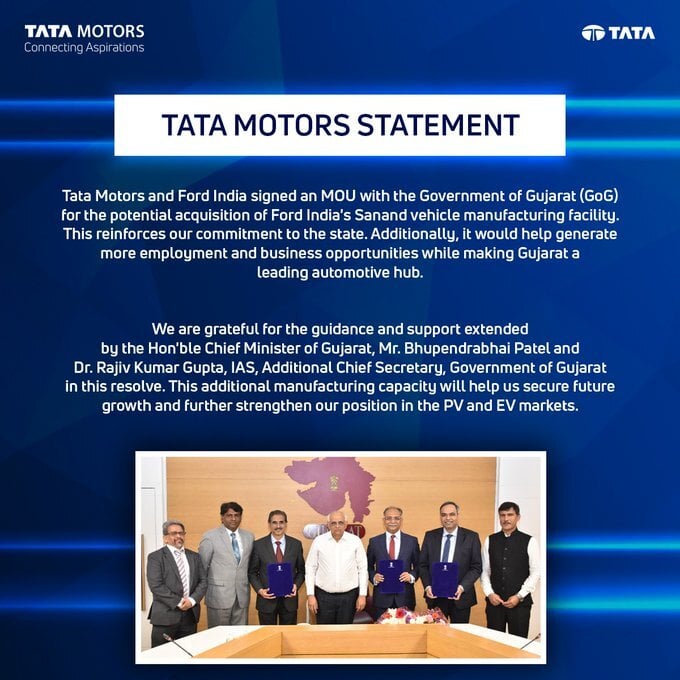 FUANRheakAACeB0 TATA Motors will buy Ford India's plant in order to push electric vehicle manufacturing