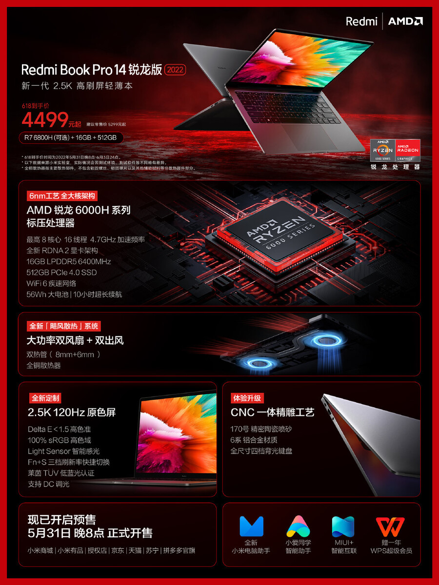 Xiaomi launches its RedmiBook Pro 2022 Ryzen Edition with AMD’s Ryzen 6000 CPUs in China
