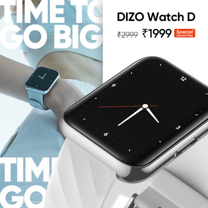 DIZO Watch D smartwatch with a 1.8-inch display launched at ₹1,999