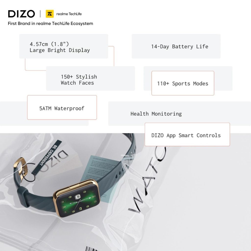 DIZO Watch D smartwatch with a 1.8-inch display launched at ₹1,999