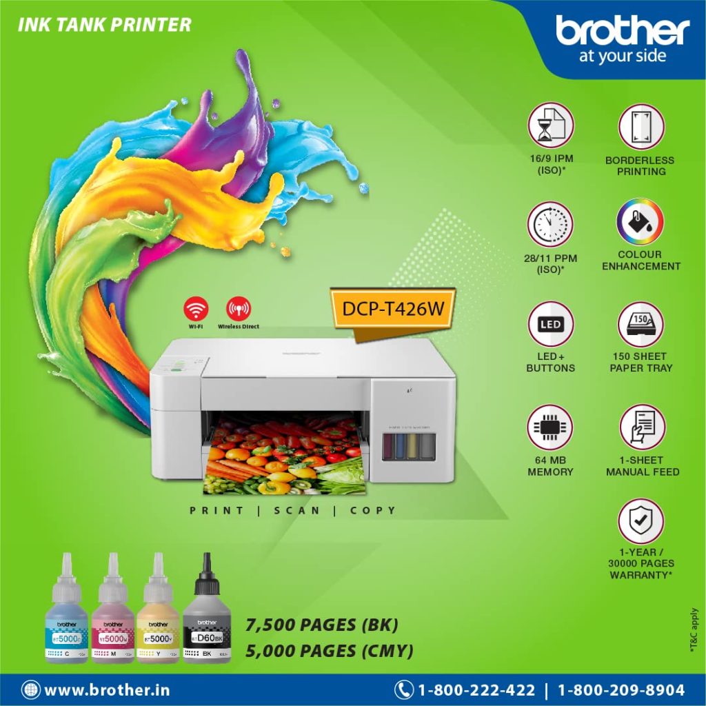 brother Prime Day launch: Brother DCP-T426W All-in-One Ink Tank Refill System Printer with Built-in-Wireless Technology is now available for order