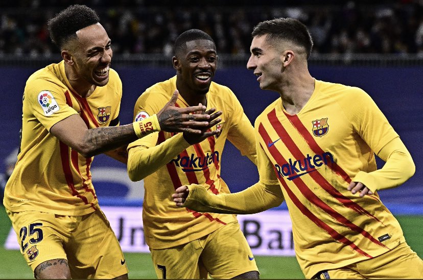 Ferran Torres, Pierre-Emerick Aubameyang and Ousmane Dembele