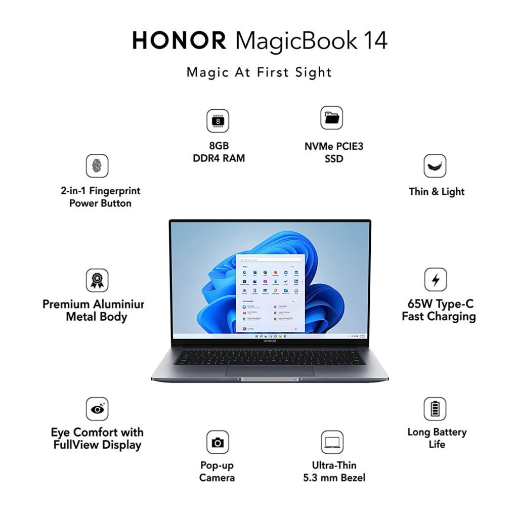 713fp5I98TL. SL1500 Great Indian Festival: Honor MagicBook 14 & 15 with Ryzen 5 5500U launched