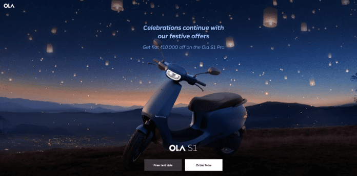 Ola extends their holiday promotion of Rs.10,000 off on S1 Pro until Diwali
