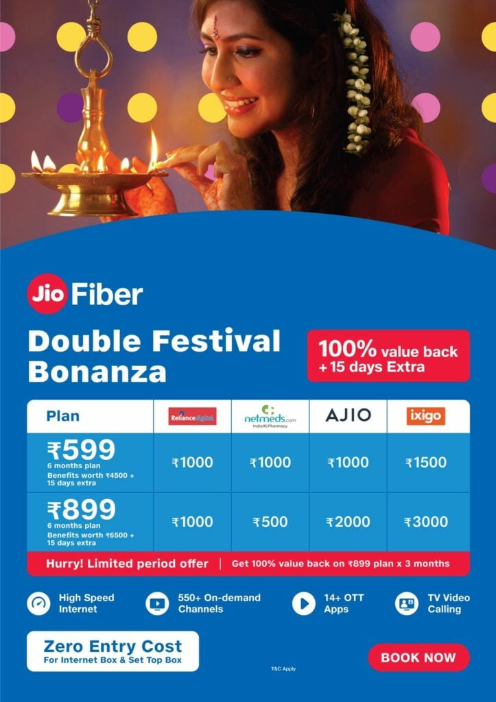 WhatsApp Image 2022 10 18 at 12.31.10 PM JioFiber Double Festival Bonanza: Buy a New Connection and Get 100% Value Back + FREE 15 Days Additional Validity