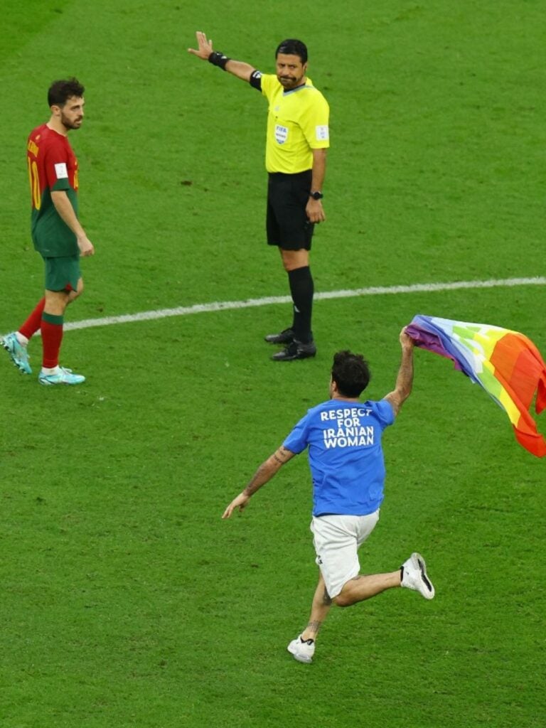 Fifa World Cup: Pitch invader who carried rainbow flag during Portugal vs Uruguay released without further action