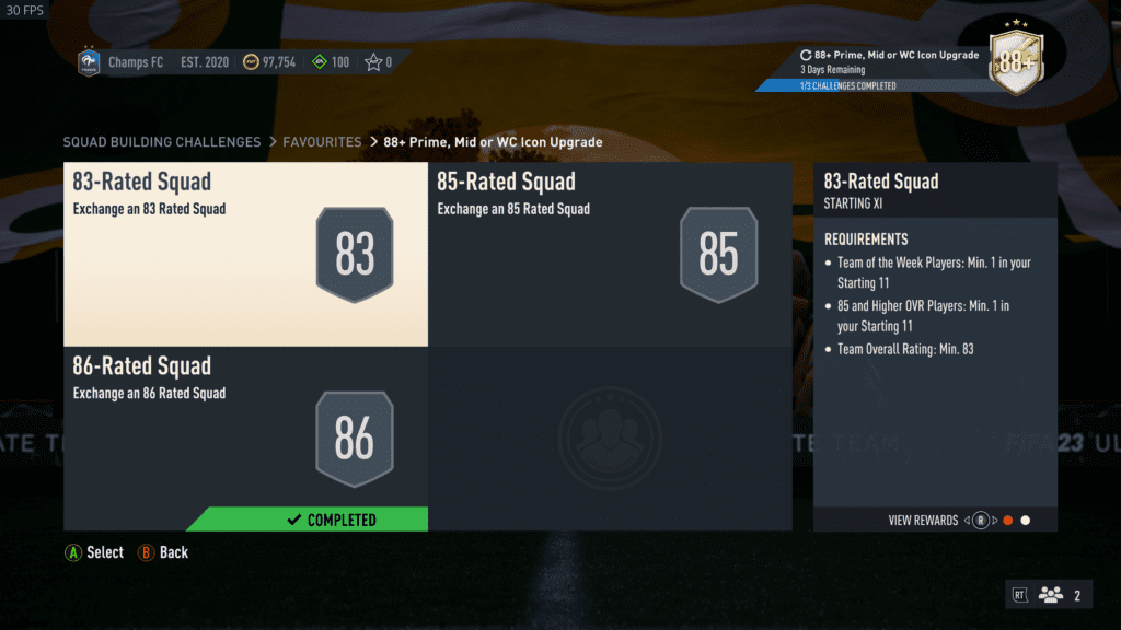 Screenshot 1421 FIFA 23: How to do the 88+ Prime, Mid or WC Icon Upgrade SBC and is it worth doing?