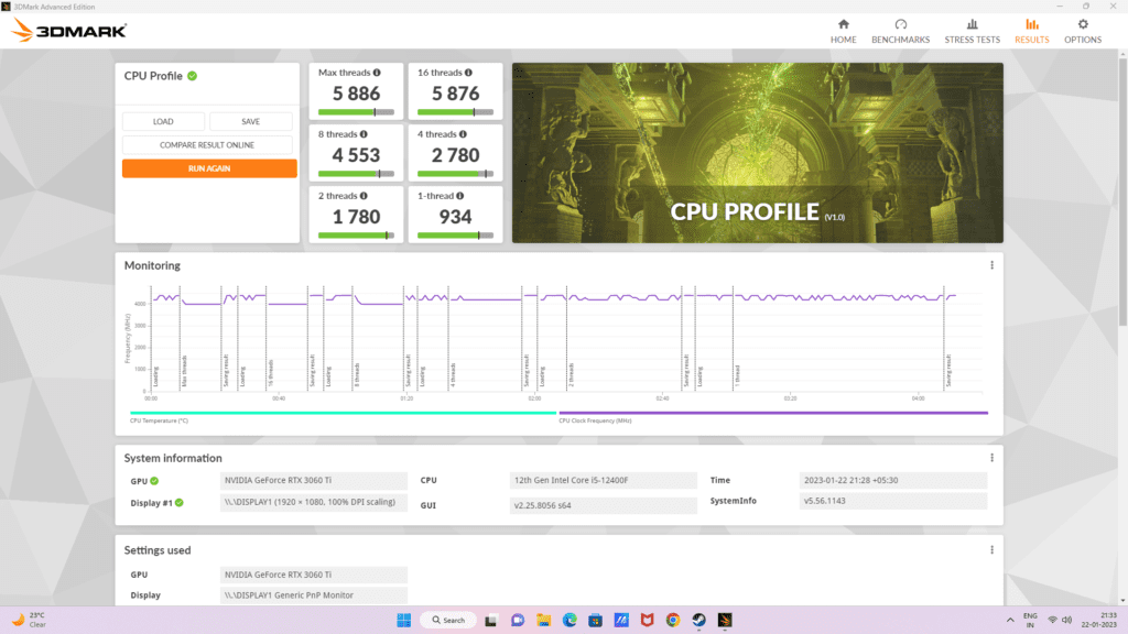 PCMark10 Extended Benchmark Thermal Monitoring