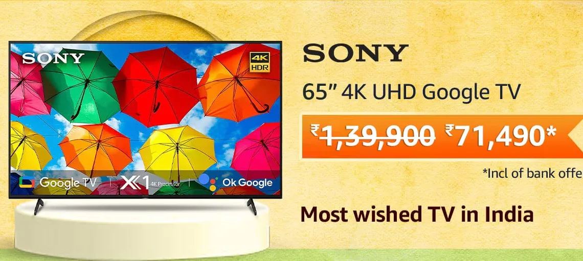 Lowest Price Ever: Get the Sony Bravia 65-inch 4K UHD Google TV for only ₹71,490