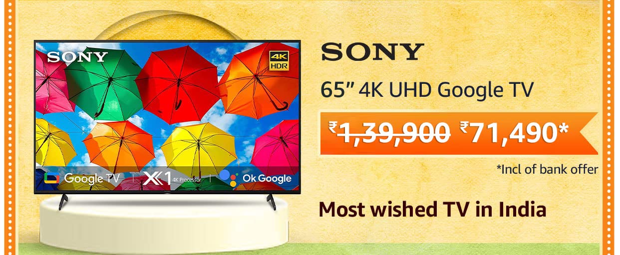 Lowest Price Ever: Get the Sony Bravia 65-inch 4K UHD Google TV for only ₹71,490
