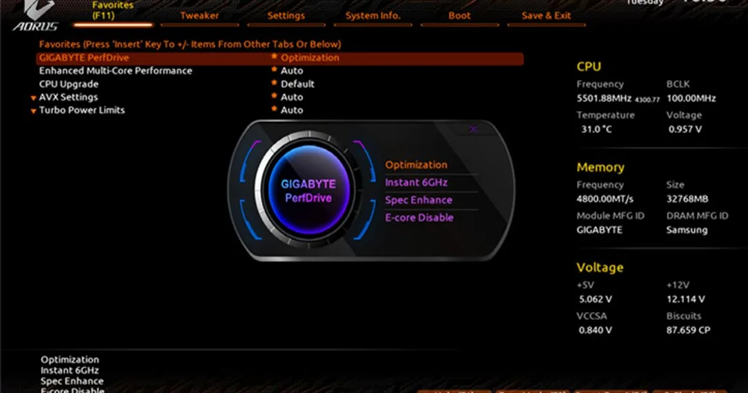 GIGABYTE PerfDrive is the best tool to unleash the best performance of 13th Gen Core™ CPUs on Intel 700 Platform