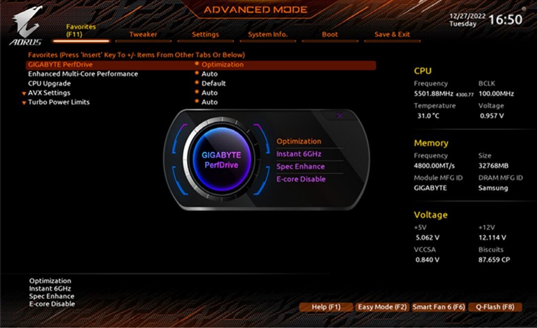 GIGABYTE PerfDrive is the best tool to unleash the best performance of 13th Gen Core™ CPUs on Intel 700 Platform