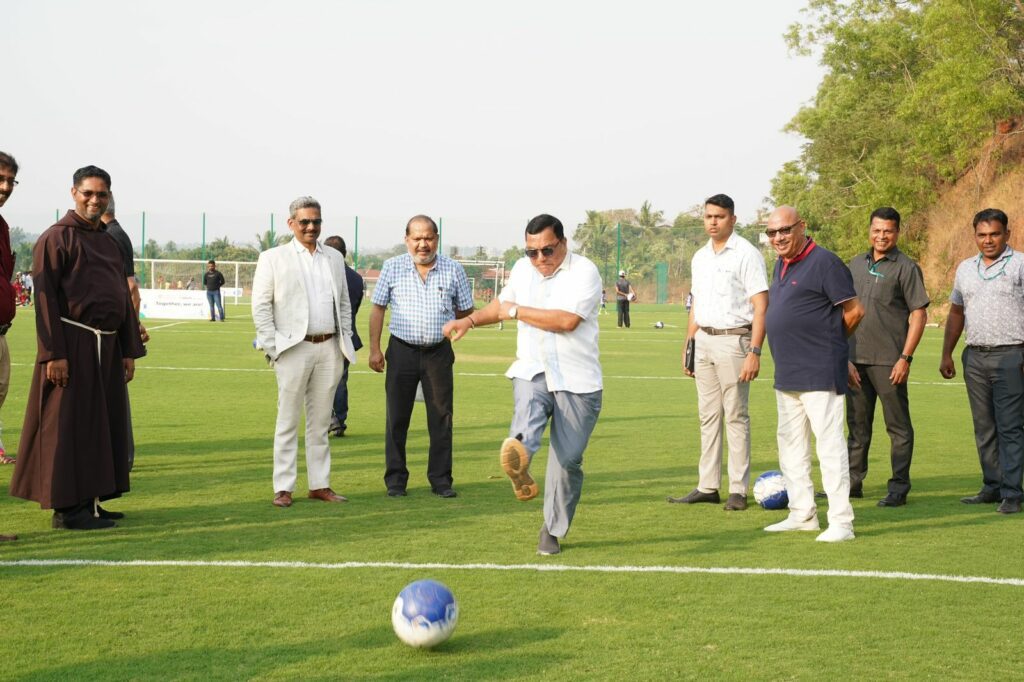 Mr. Mauvin Godinho Honourable Minister For Transport Kick starting the football matches Fields of Dreams: Delta Corp and Forca Goa Foundation embark on a journey to revolutionise Indian football grassroots