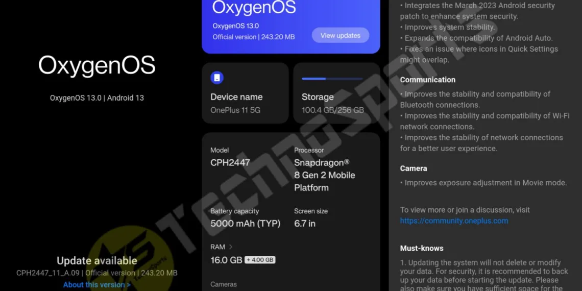 OnePlus 11 5G gets a new March 2023 Android patch & more