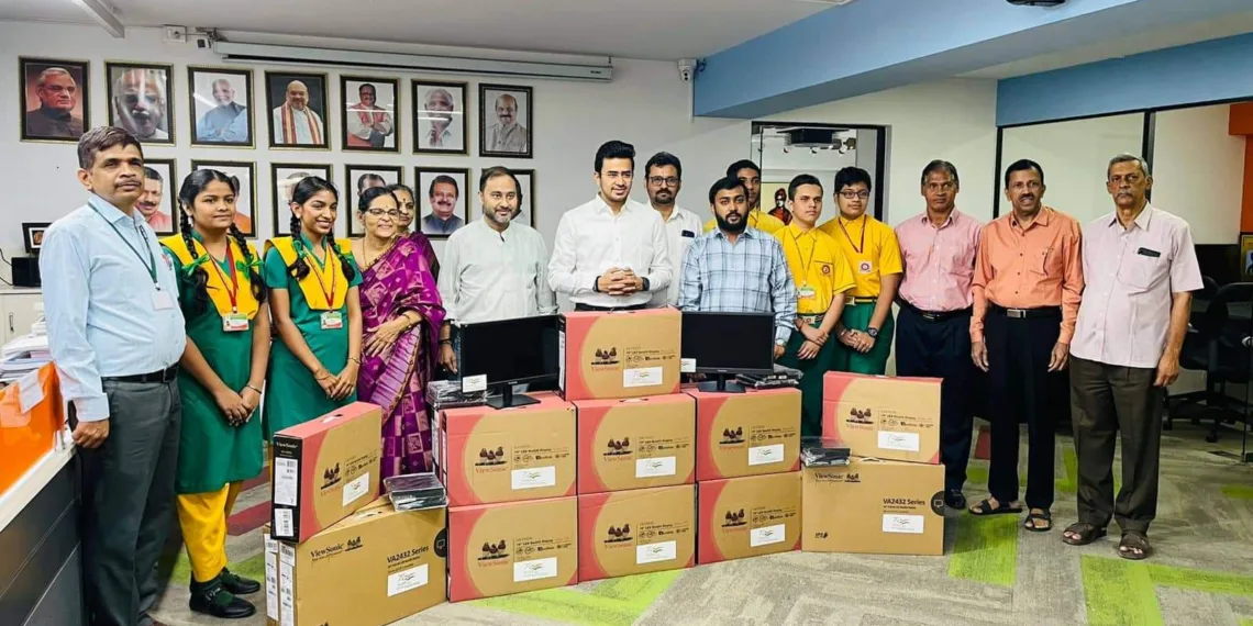 ViewSonic today donated 50 monitors and PCs through MP Tejasvi Surya