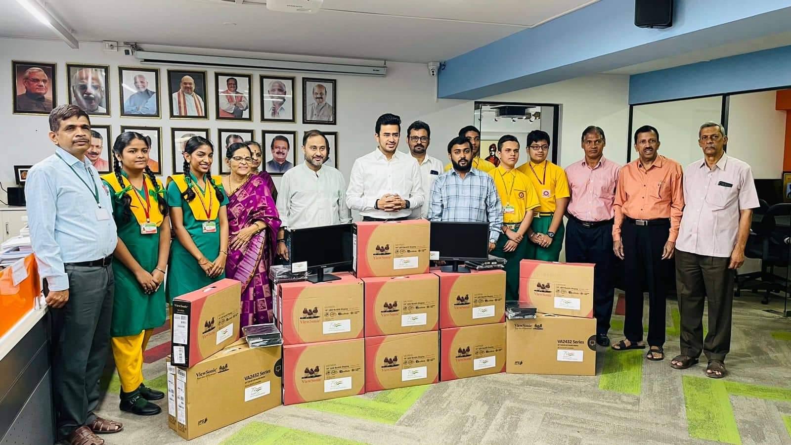 ViewSonic today donated 50 monitors and PCs through MP Tejasvi Surya