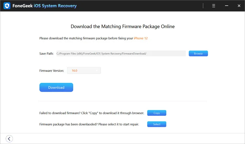 download firmware FoneGeek iOS System Recovery Review