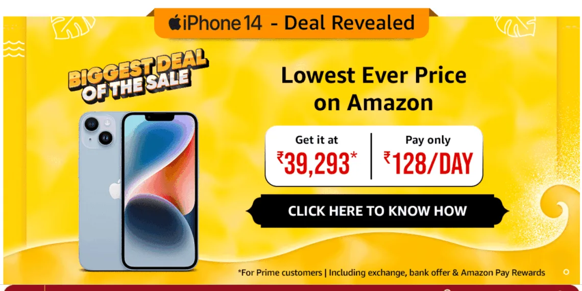 Lowest Price ever on iPhone 14: Get it for only ₹39,293 on Amazon