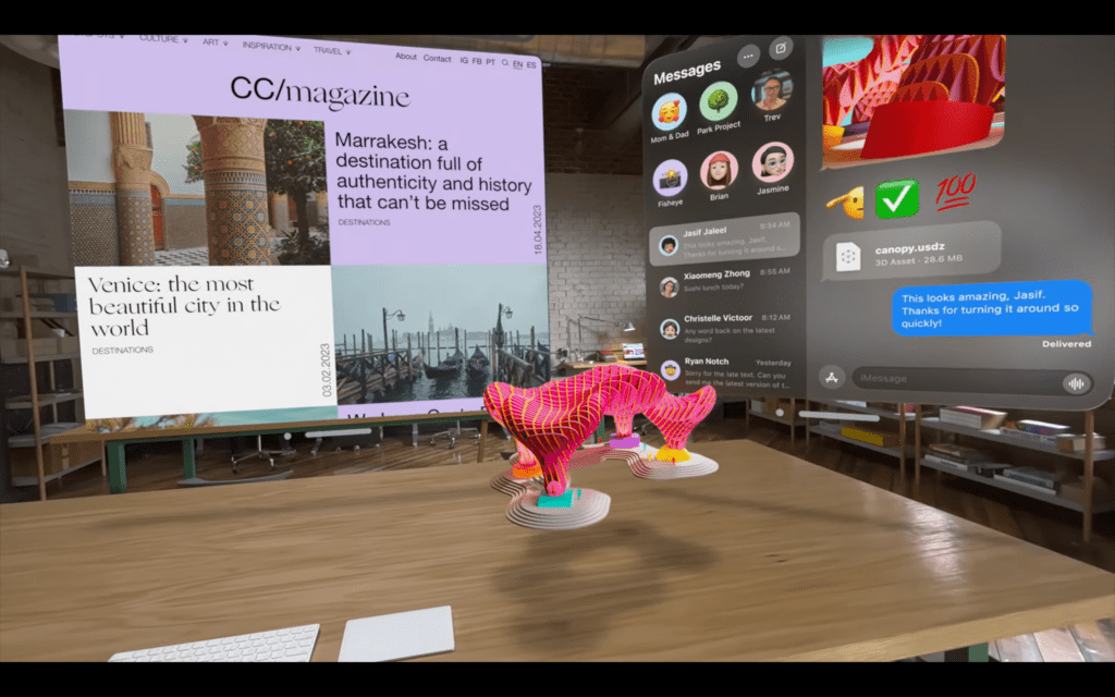 You can work with Microsoft Excel, Word and Teams in VR with Vision Pro