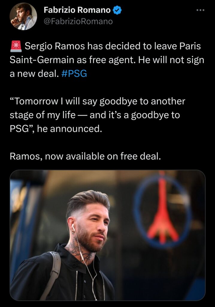 Sergio Ramos transfer news 