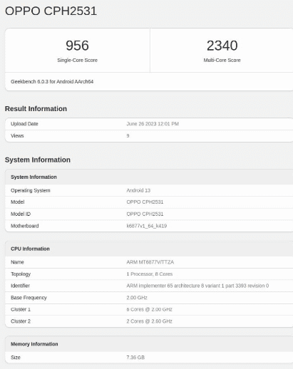 image 765 Oppo Reno10 and Reno10 Pro Global Variants Revealed by Geekbench