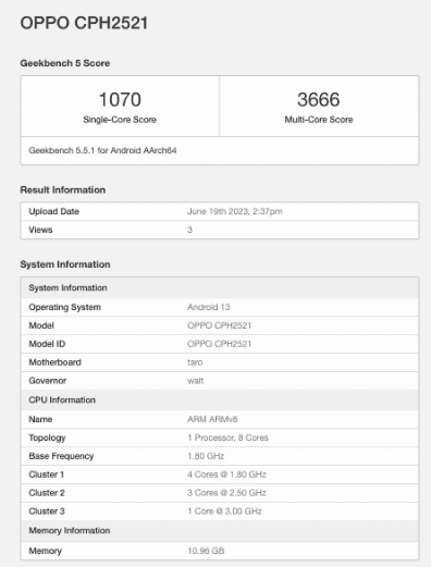 image 767 Oppo Reno10 and Reno10 Pro Global Variants Revealed by Geekbench
