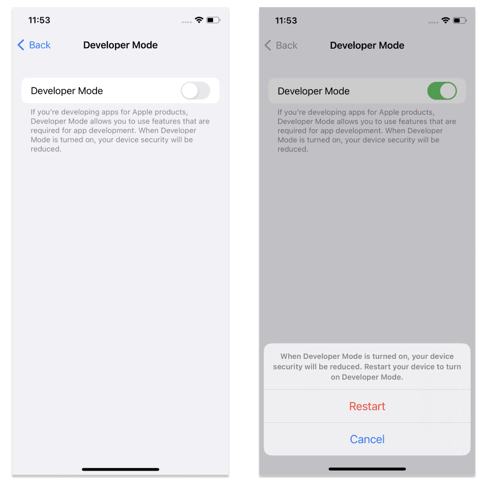 How to Enable developer mode on iPhone