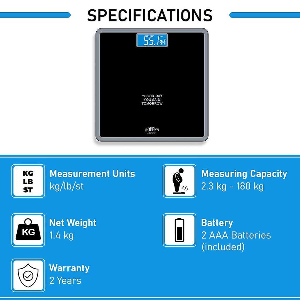 61PhmHnRAaL. SL1100 Hoffen HO-18 Digital Electronic LCD Personal Body Fitness Weighing Scale on sale